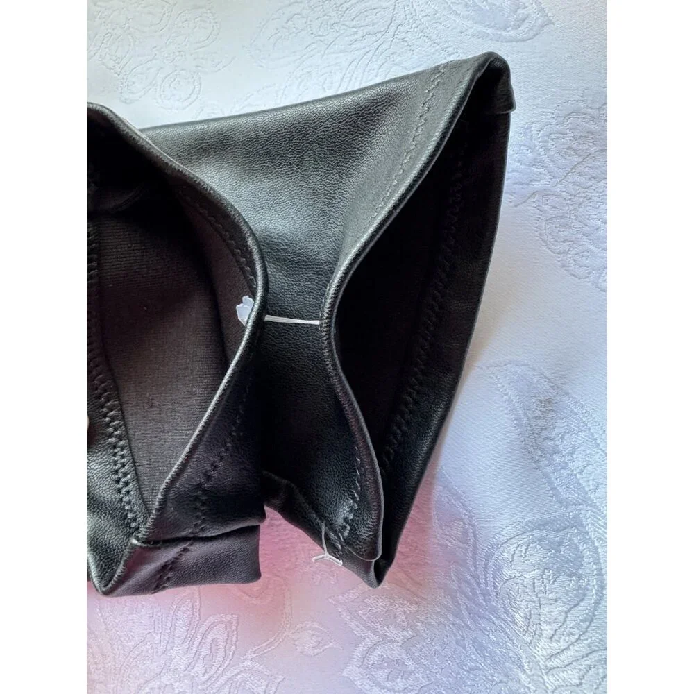 SKIMS Women Small 2023 Faux Leather Formal Length Long Gloves Onyx Black NEW